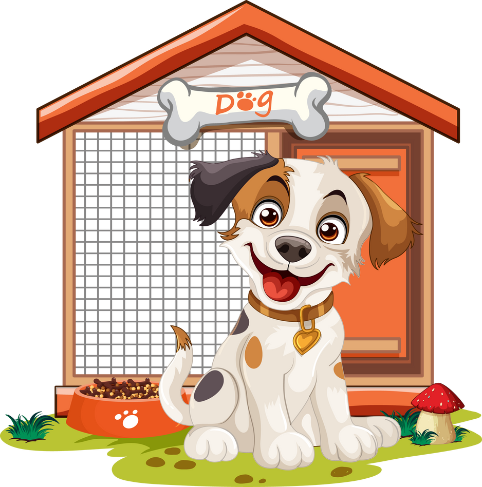 Happy Dog Outside Its Kennel