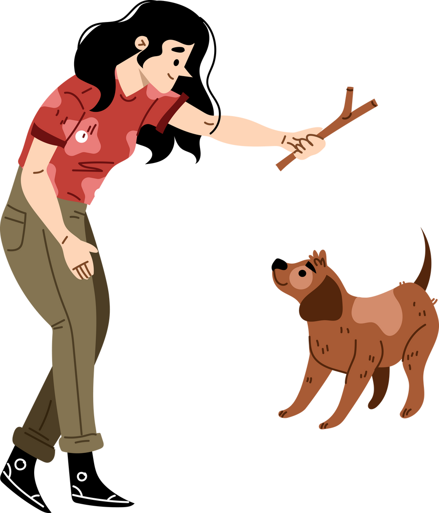 Woman Playing with Dog
